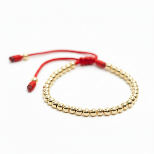 BRAZALETE FULL BALINES 3MM DORADO ROJO