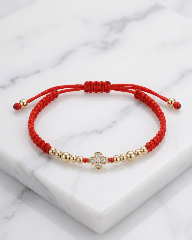 BRAZALETE TREBOL MINI ROJO