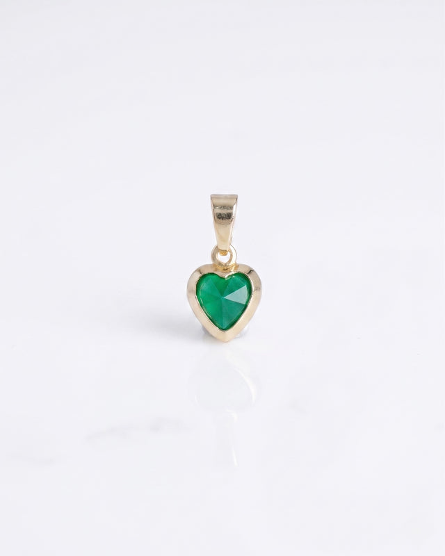 DIJE CORAZON ETERNO VERDE ESMERALDA 1CM