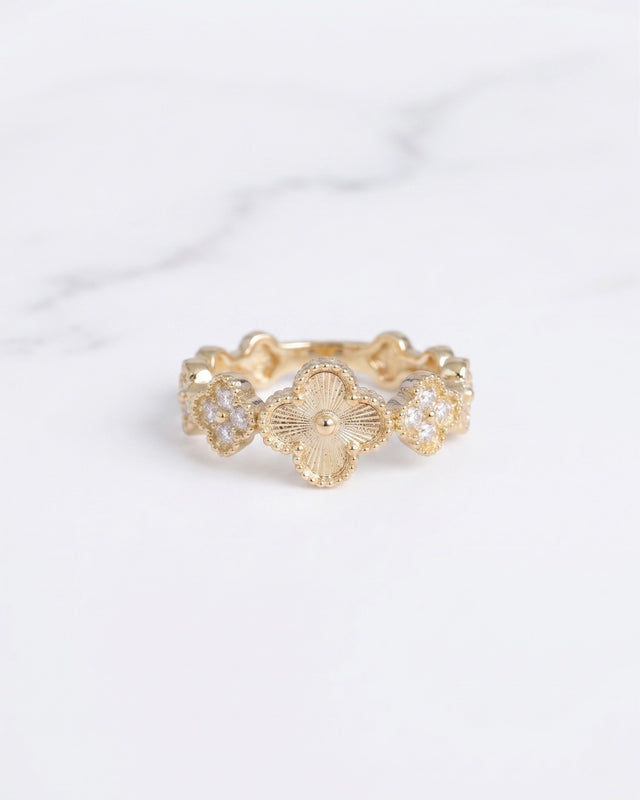 ANILLO TREBOL SEGUIDO AJUSTABLE CRISTAL