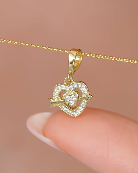 DIJE CORAZÓN FLECHADO 1,5CM