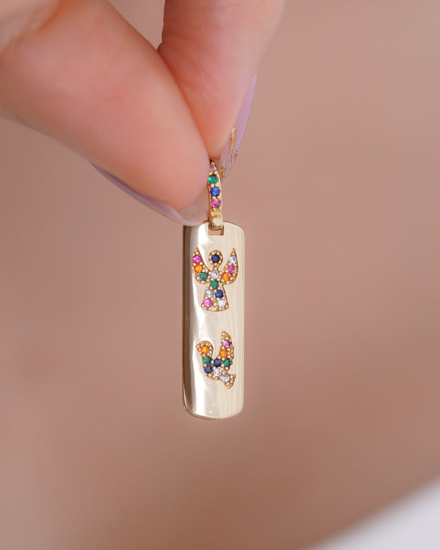 DIJE PLACA GUIA ANGEL COLORES 2.2CM