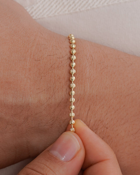 PULSERA MILITAR 2MM BALIN FACETADO DIAMANTADO 18CM