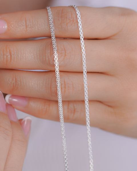 CADENA TEJIDO CHINO 2MM 45CM PLATA ITA