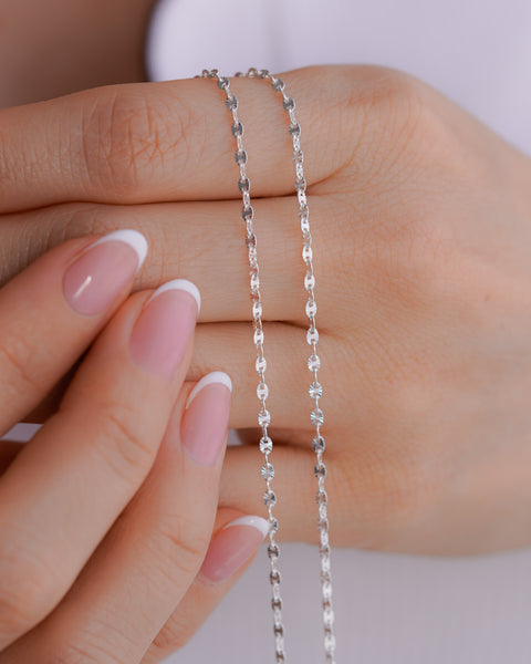 CADENA ESPEJOS 2MM 45CM PLATA ITA