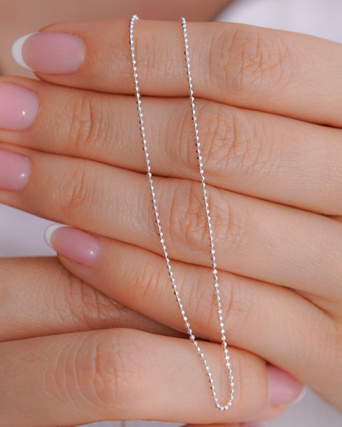 CADENA MILITAR DIAMANTADA 1MM 45CM PLATA ITA