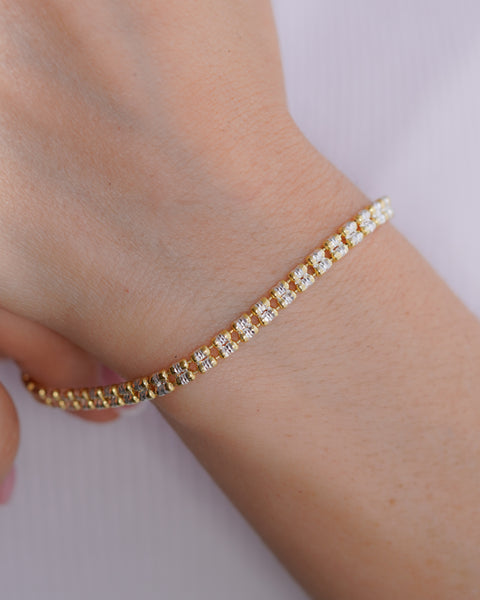 PULSERA CANUTILLO DOS OROS 18CM PLATA ITA