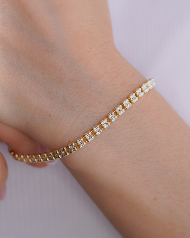 PULSERA CANUTILLO DOS OROS 18CM PLATA ITA