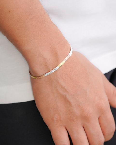 PULSERA SERPIENTE TRES TONOS 18CM PLATA ITA