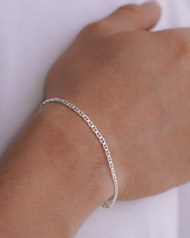 PULSERA ESCALERA CLASICA 3MM 19CM PLATA ITA