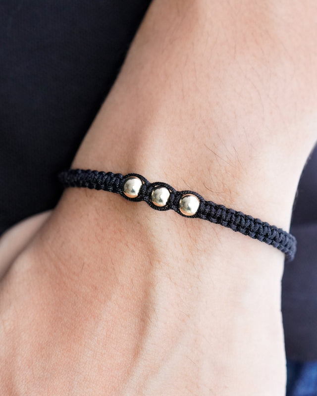 BRAZALETE TRES BALINES LISOS NEGRO