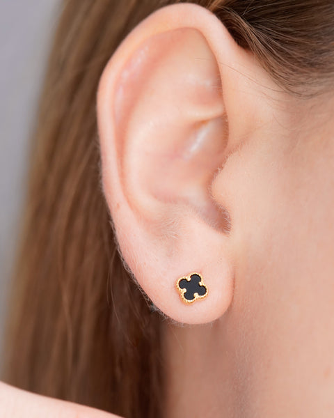 ARETE TRÉBOL GOLD NEGRO PLATA- ORO