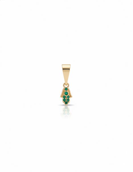DIJE MINI MANO HAMSA VERDE GOLD 0.4CM