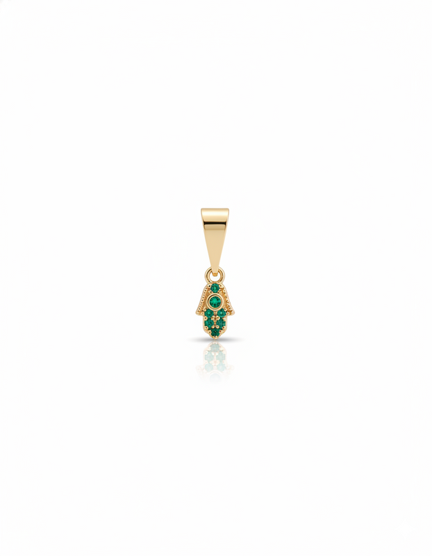 DIJE MINI MANO HAMSA VERDE GOLD 0.4CM