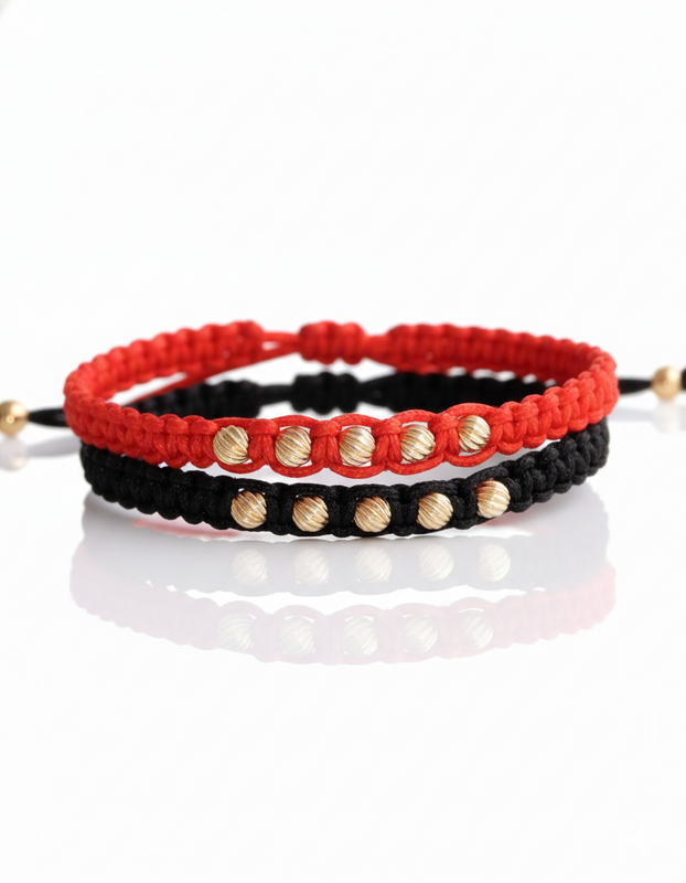 SET BRAZALETE ROYALE 4MM ROJO Y NEGRO