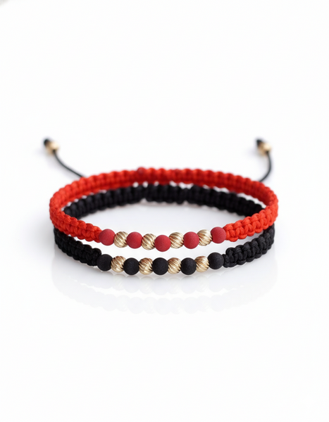 SET BRAZALETE CORE INTER 4MM ROJO Y NEGRO