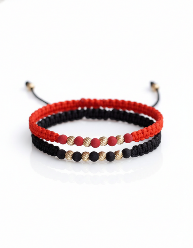 SET BRAZALETE CORE INTER 4MM ROJO Y NEGRO