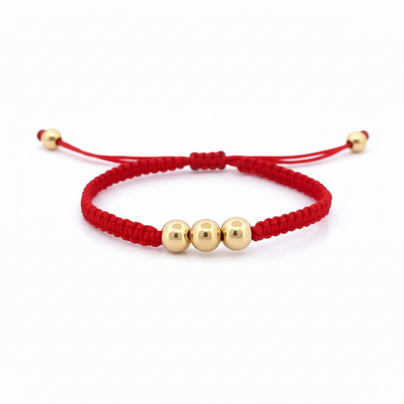 BRAZALETE TRES BALINES 6MM ROJO