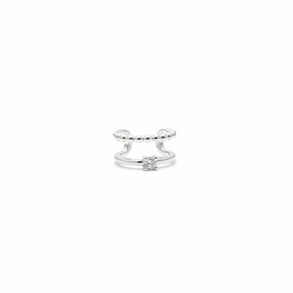 A EARCUFF SOLITARIO DUAL 1CM PLATA
