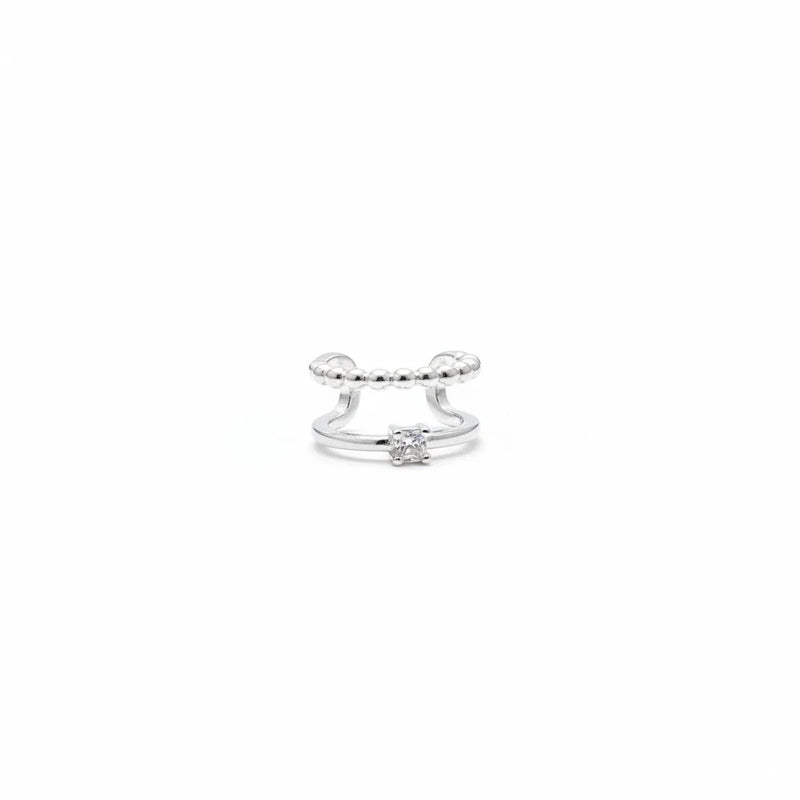 A EARCUFF SOLITARIO DUAL 1CM PLATA