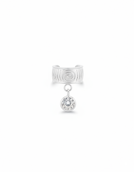 EAR CUFF CIRCON COLGANTE PLATA