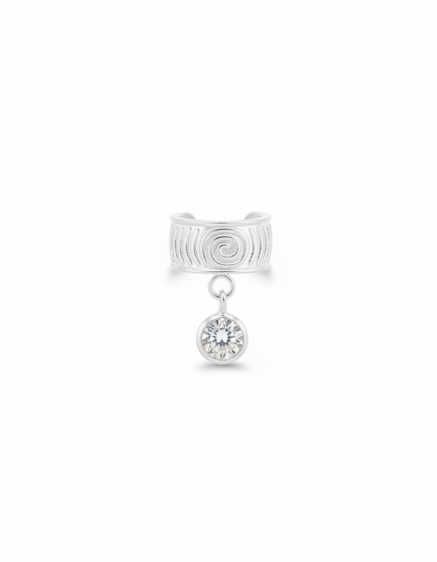 EAR CUFF CIRCON COLGANTE PLATA